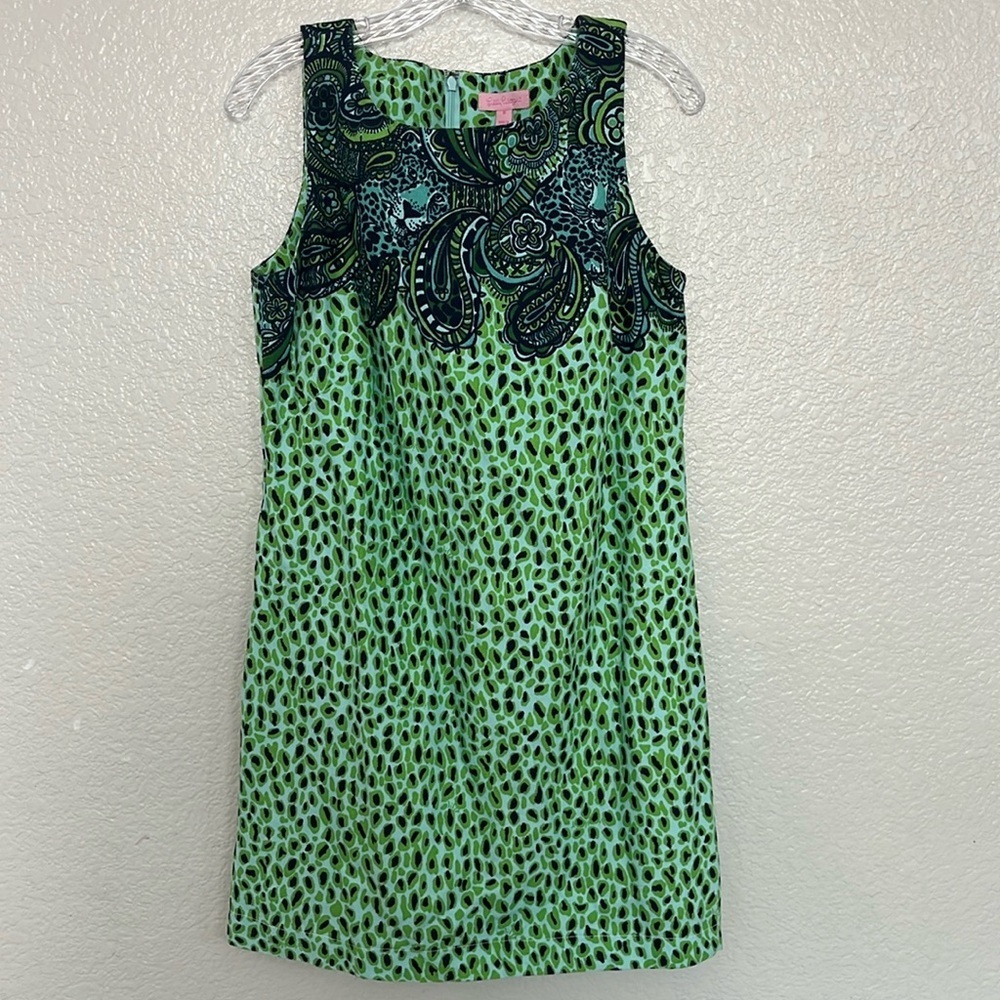 Lilly Pulitzer Stephanie Shift Dress Spotcha Green Blue Size 8